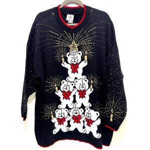 Nutcracker Christmas sweater VYG USA made 6 little bears winter fest women 24 M